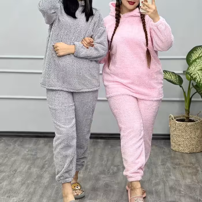 ست هودی شلوار تدی پو کیفیت عالی قد 73 قد شلوار 93 ضخیم 