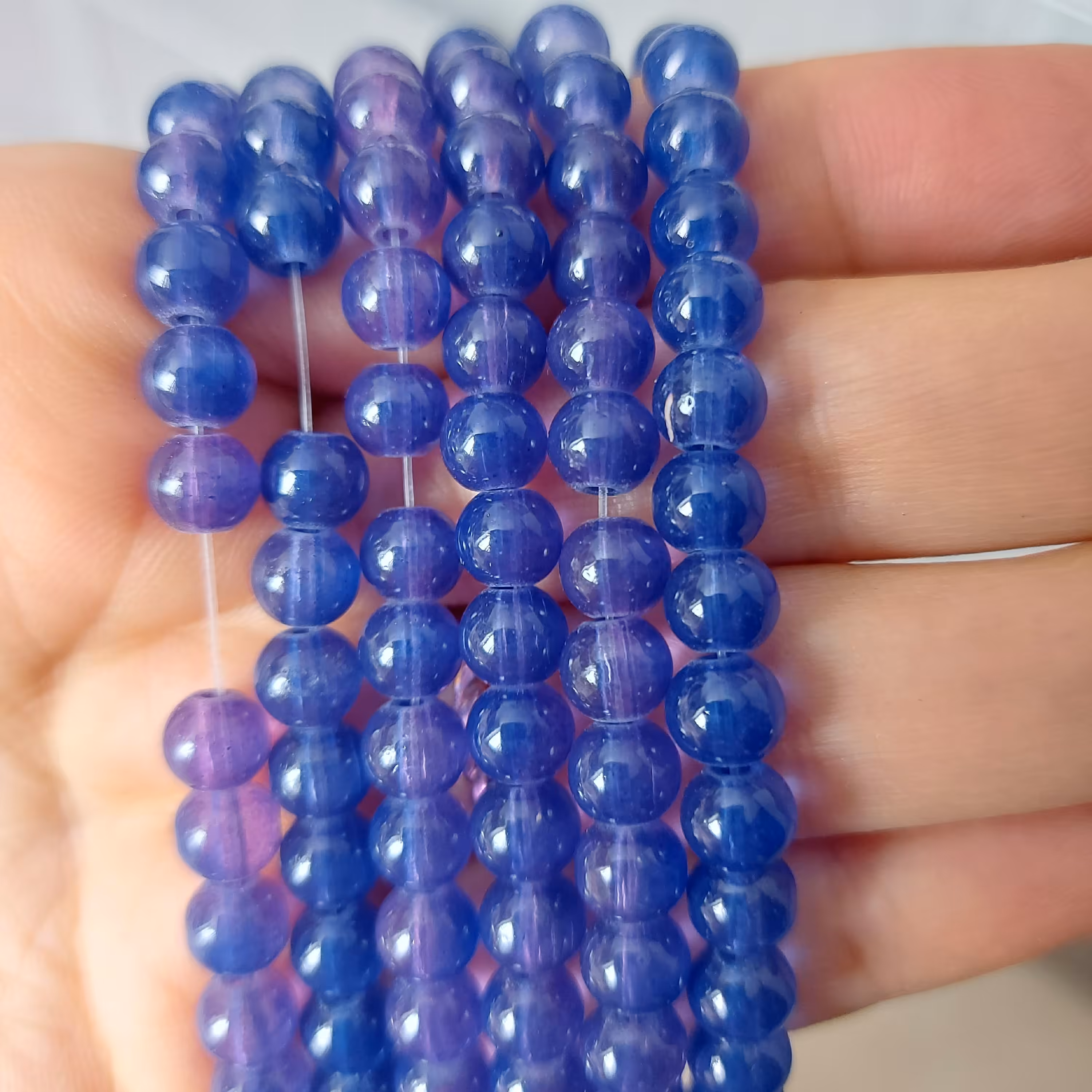 مروارید سنگی بنفش سایز 6 ریسه 50عددی