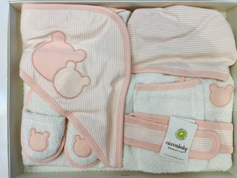 ست حوله نوزادی دخترانه جیم_بیبی اورجینال ترکیه  4 تکه سوپر لوکس ciccimbaby    4PCS