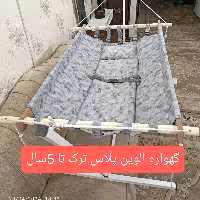 بانوج ننو گهواره سیسمونی نوزاد کودک  سایز بزرگ ابعاد تشک 120در90  تا پنج سال پارچه ترک با ساک حمل پایه تاشو