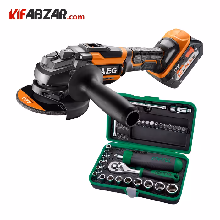 مینی فرز شارژی آاگ + جعبه بکس 41 پارچه تاپ تول