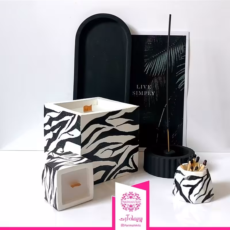 ست شمع بتنی زبرا کد5064 پریماه آرت - 5 عددی