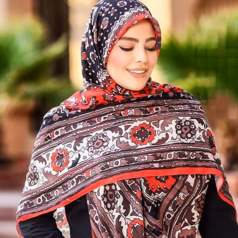 روسری سنتی قرمز سوپرنخ (کد089)