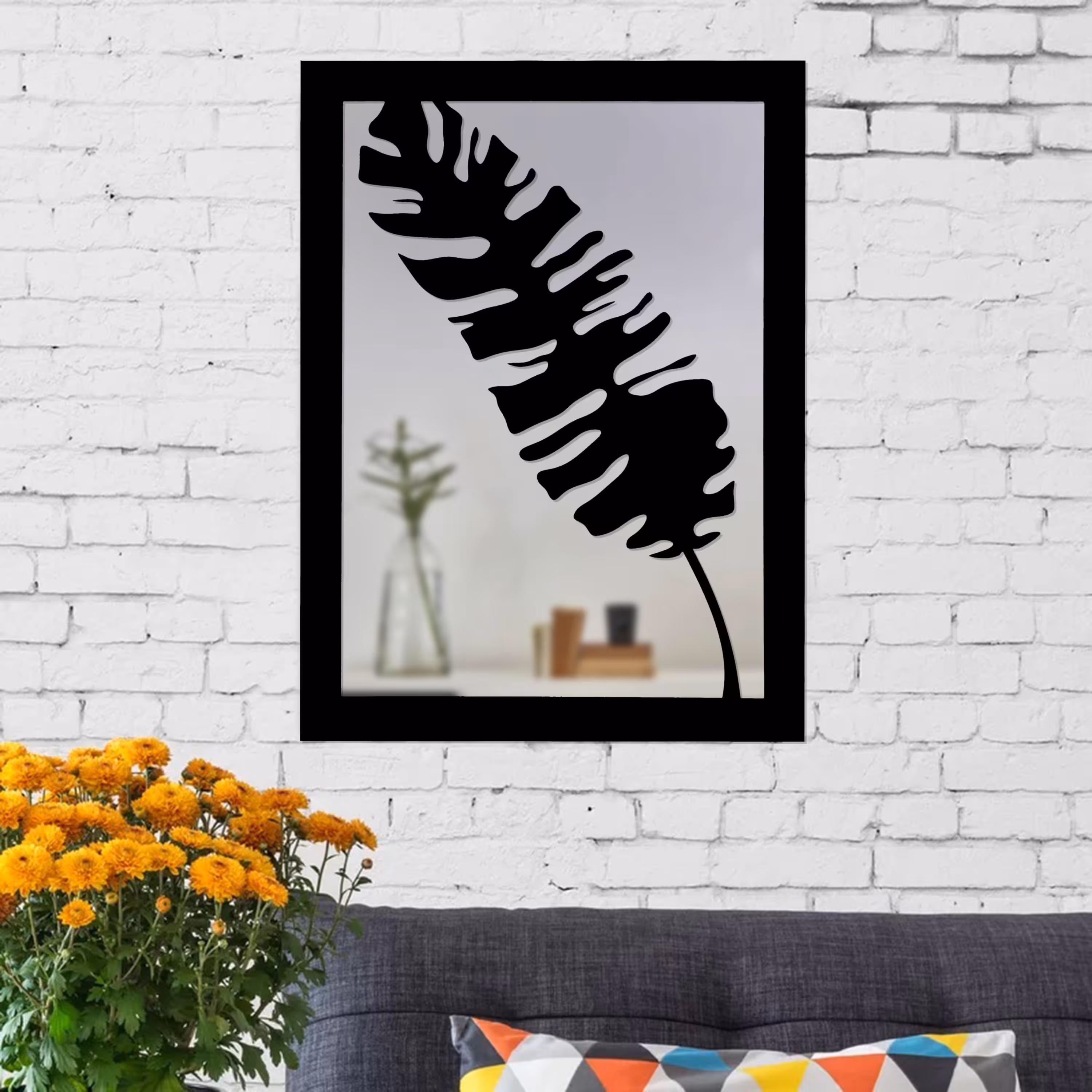 تابلو آینه الف طرح برگ کد3