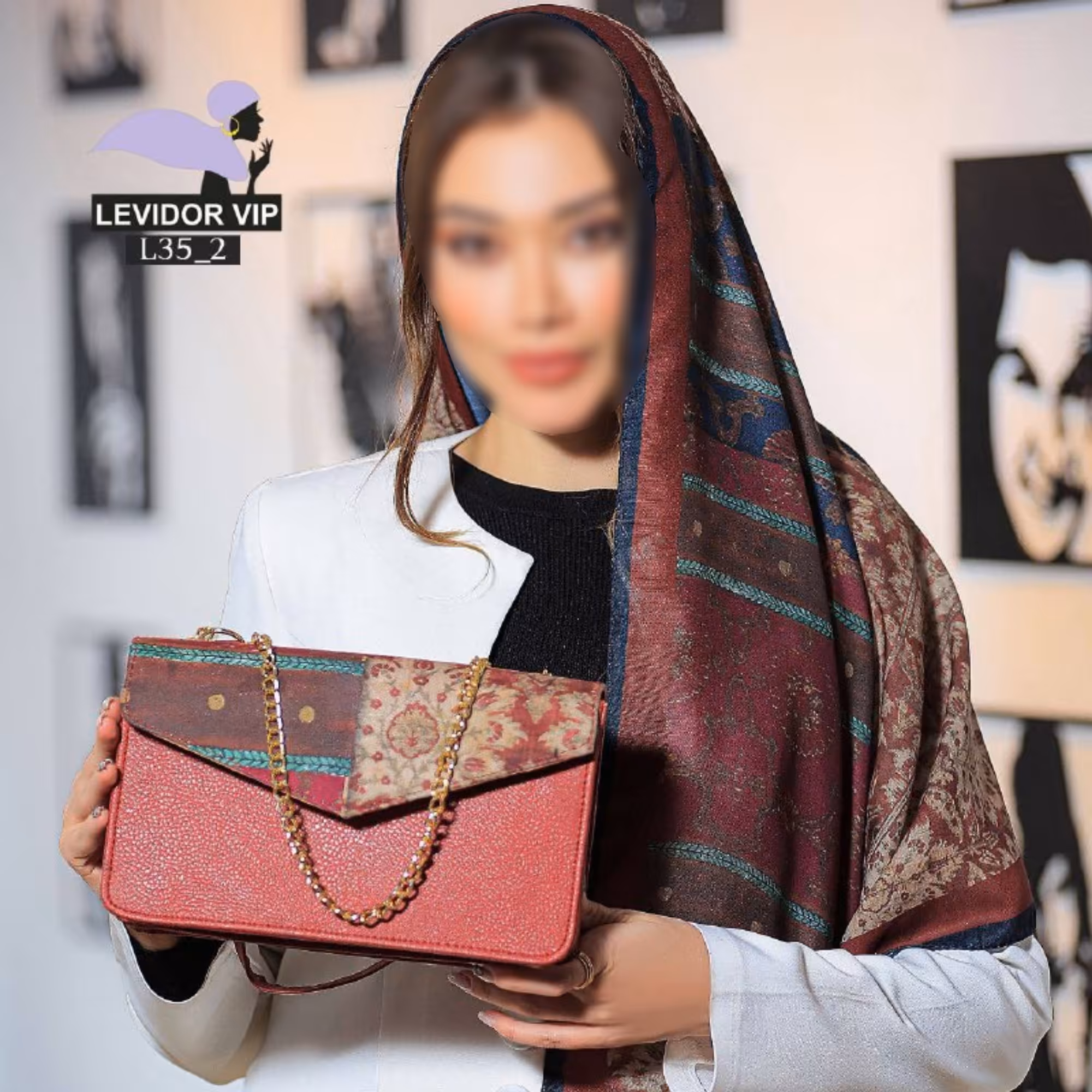 ست کیف وشال زرشکی 