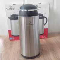 فلاسک استیل چای وآب یخ 1.6 لیتری مارک luxury فلاسک استیل داخل شیشه گنجایش 1600TL نگهداری دما تا 24ساعت 