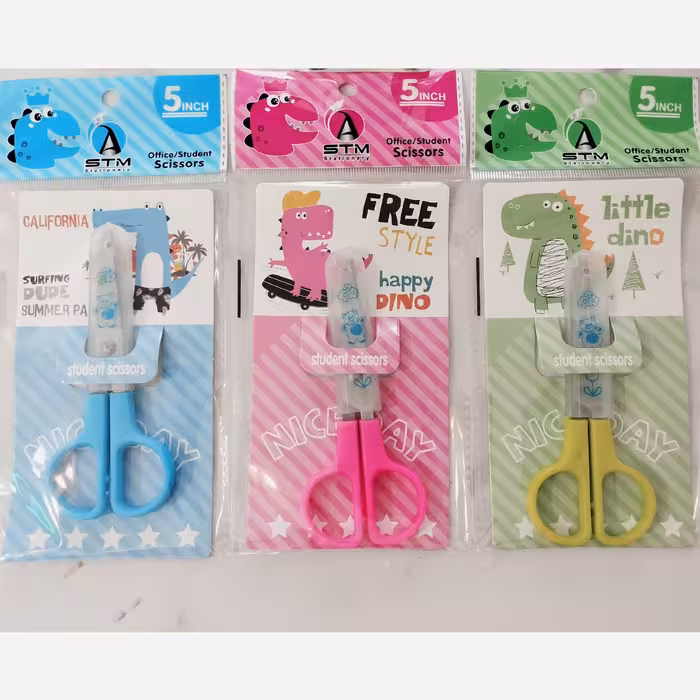 قیچی  غلاف دار بسته بندی دار کوچک کودکانه تیغه فلزی با کیفیت و اعلا