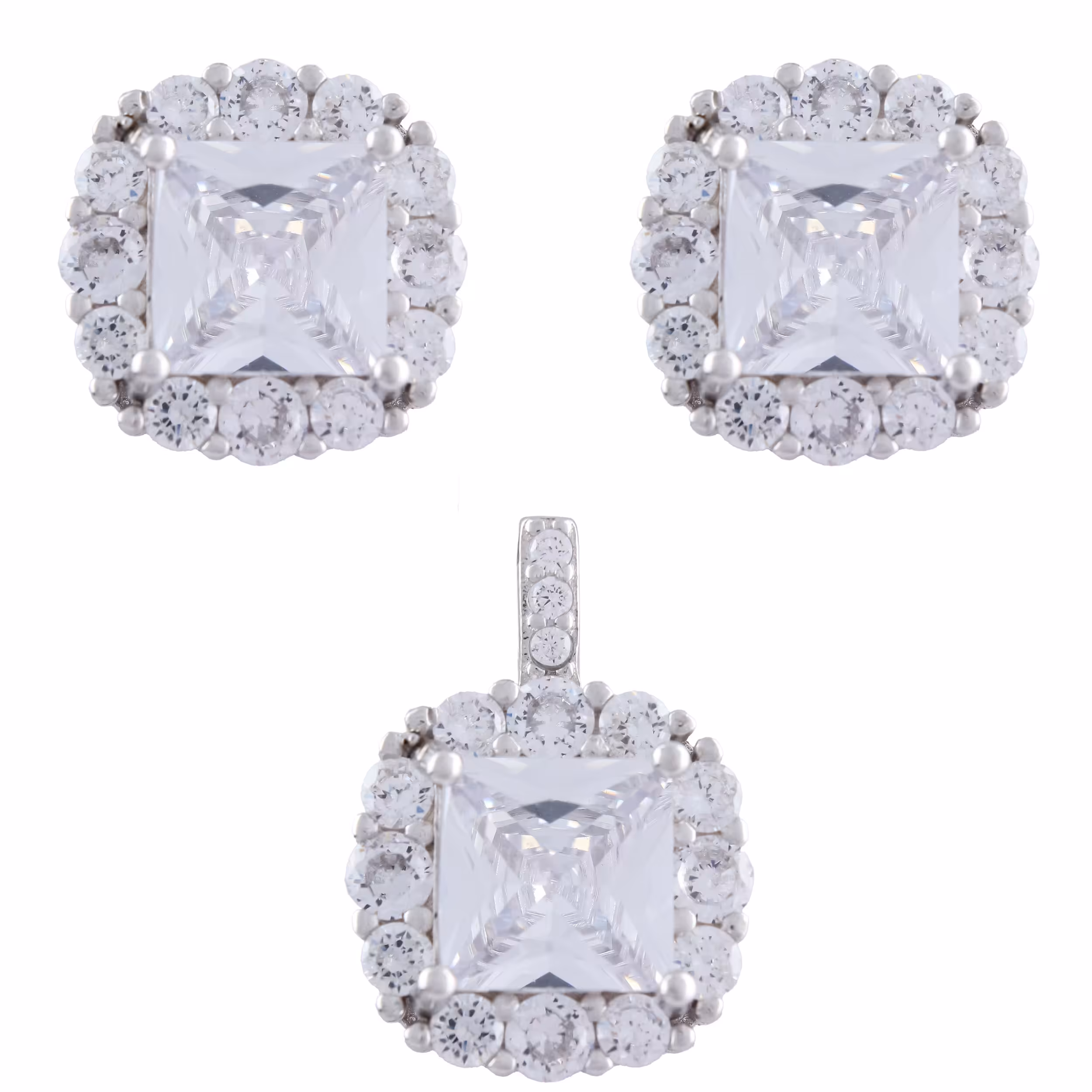 نیم ست نقره زنانه- مدل نگینی -کد SHS-06