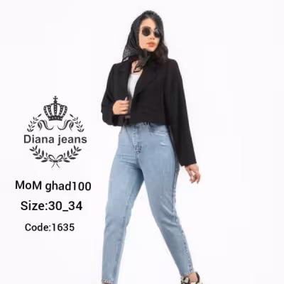 مام فیت پارچه ترک کمر پشت کش قد 95 و 100 رنگبندی