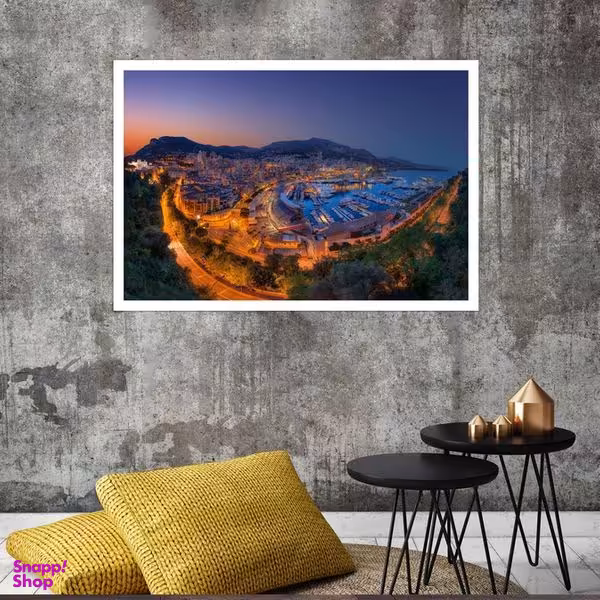 تابلو بکلیت طرح منظره شهر موناکو مدل قاب شاسی W-s8090