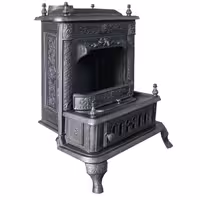 بخاری آنتیک چدنی دوگانه طراحی سینی خاکستر و مشعل نه سوراخ چدنی برای استفاده هم گازی هم هیزمی 