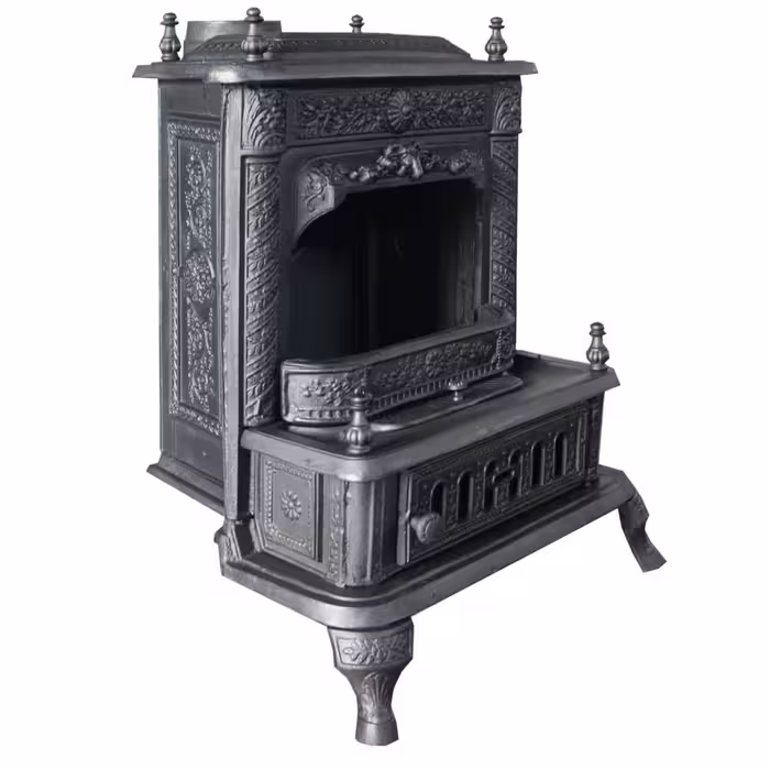 بخاری آنتیک چدنی دوگانه طراحی سینی خاکستر و مشعل نه سوراخ چدنی برای استفاده هم گازی هم هیزمی 