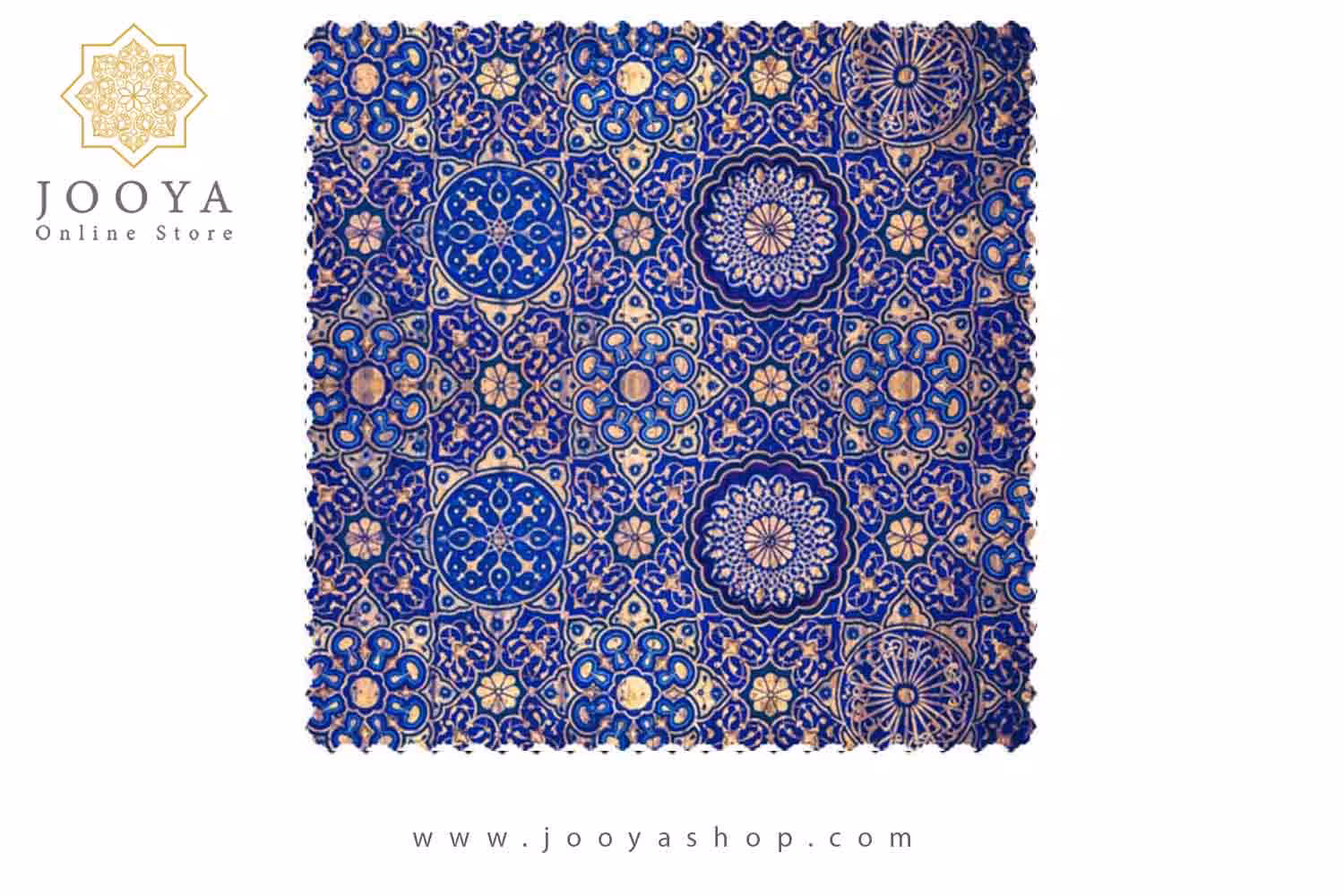 رومیزی مخمل مربع مهر و کاشی طلایی