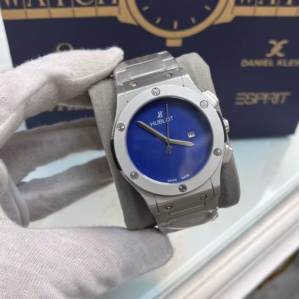 ساعت هابلوت مردانه بند و قاب فلزی صفحه سورمه ای