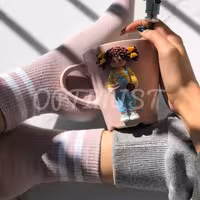 جوراب دوخط زمینه صورتی روشن نیم ساق نخ پنبه