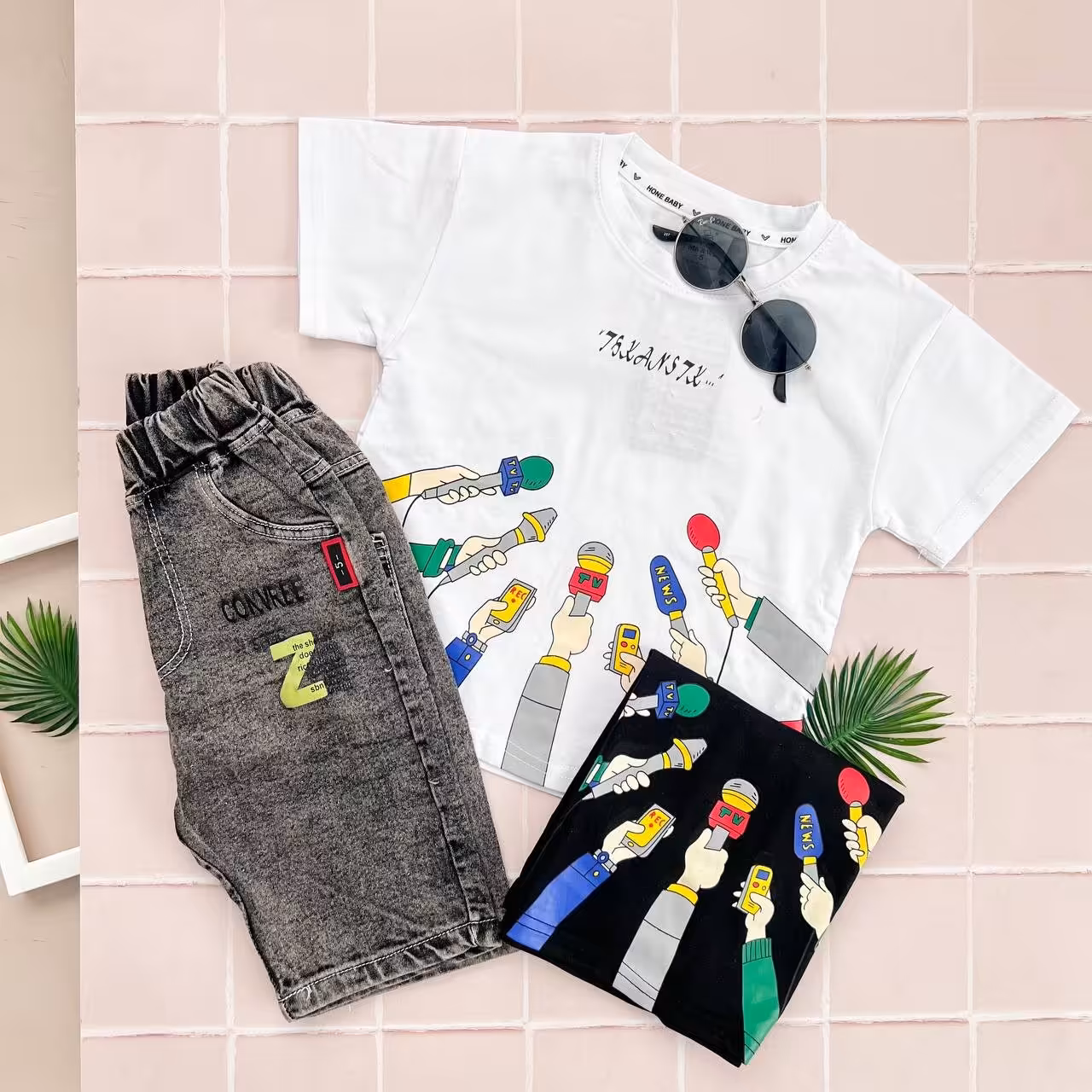 تیشرت شلوارک اسپورت وارداتی کیفیت تضمینی مناسب 2 تا 7 سال جنس شلوارک جین کمرکش شیک و زیبا