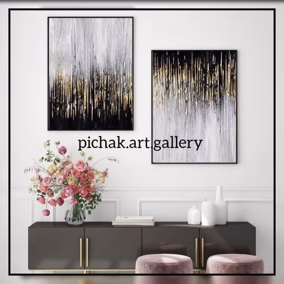 تابلو دکوراتیو دست ساز ابعاد هر تکه 70 در 50 پس کرایه 