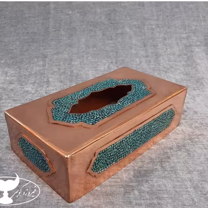 جعبه دستمال کاغذی فیروزه کوب شده پک 4 تایی برند پرنسا