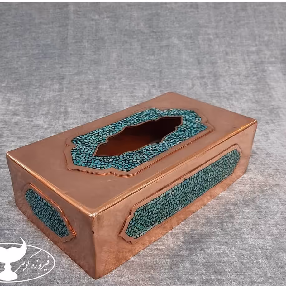 جعبه دستمال کاغذی فیروزه کوب شده پک 4 تایی برند پرنسا