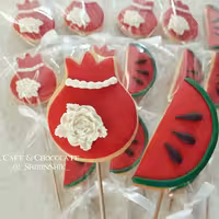 کوکی فوندانت هندوانه و انار یلدایی