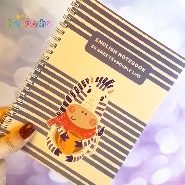 دفتر زبان دو خط 60 برگ گورخری | برند پانداک