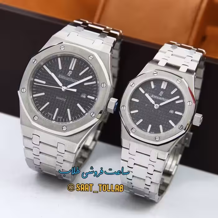 ساعتمچی ست مردانه و زنانه ادمارز پیگه نقره ای رنگ AP