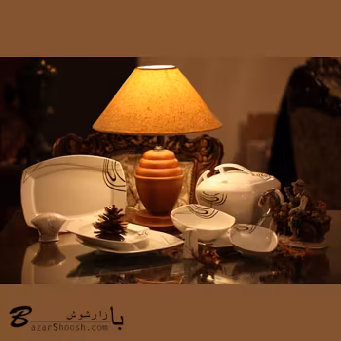 سرویس چینی غذاخوری 107پارچه تقدیس طرح بنیامین 12نفره کوئین