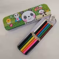 جامدادی فلزی دو طبقه به همراه مداد رنگی کوچک 12 رنگ و پاک کن تحریران