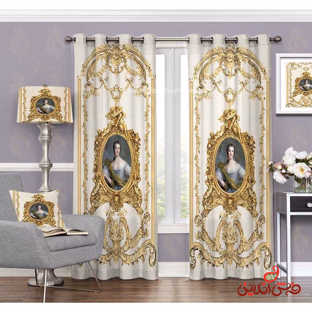 پرده طرح نقاشی فرانسوی چهره زن کد 3448