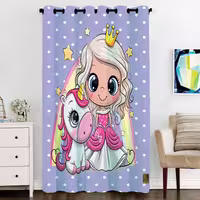 پرده پنجره مخمل پانچ کودک سایز 138 در 270 مدل C6-616 شرکت رنس