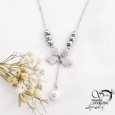 گردنبند نقره آویز پروانه ای عیار925 کد 18071