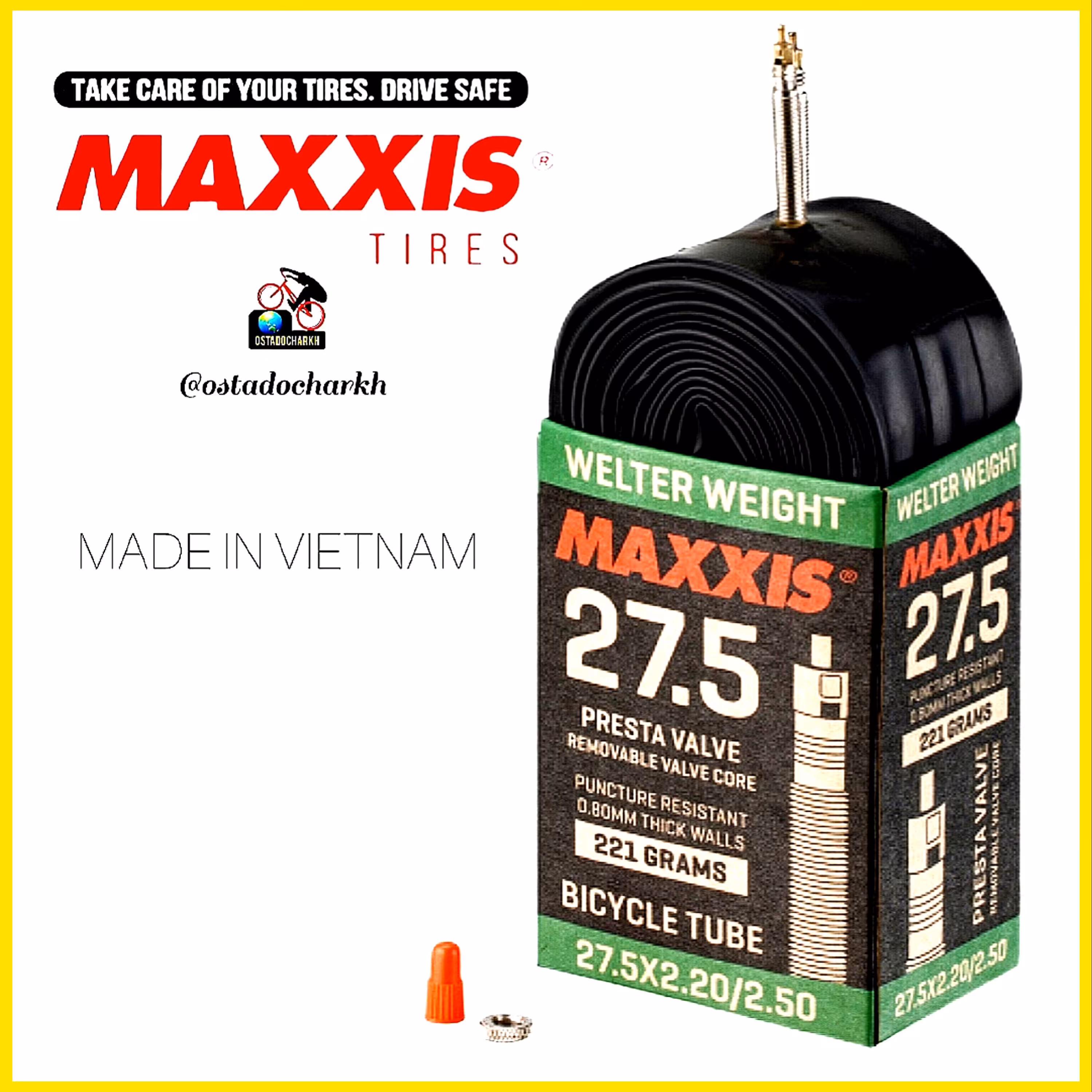 تیوپ دوچرخه مکسیس اصلی سایز  275 والف  فرانسوی            