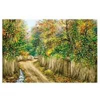 کد 23142 - نخ و نقشه کامپیوتری تابلو فرش عرشیان طرح منظره کوچه باغ پاییزی
