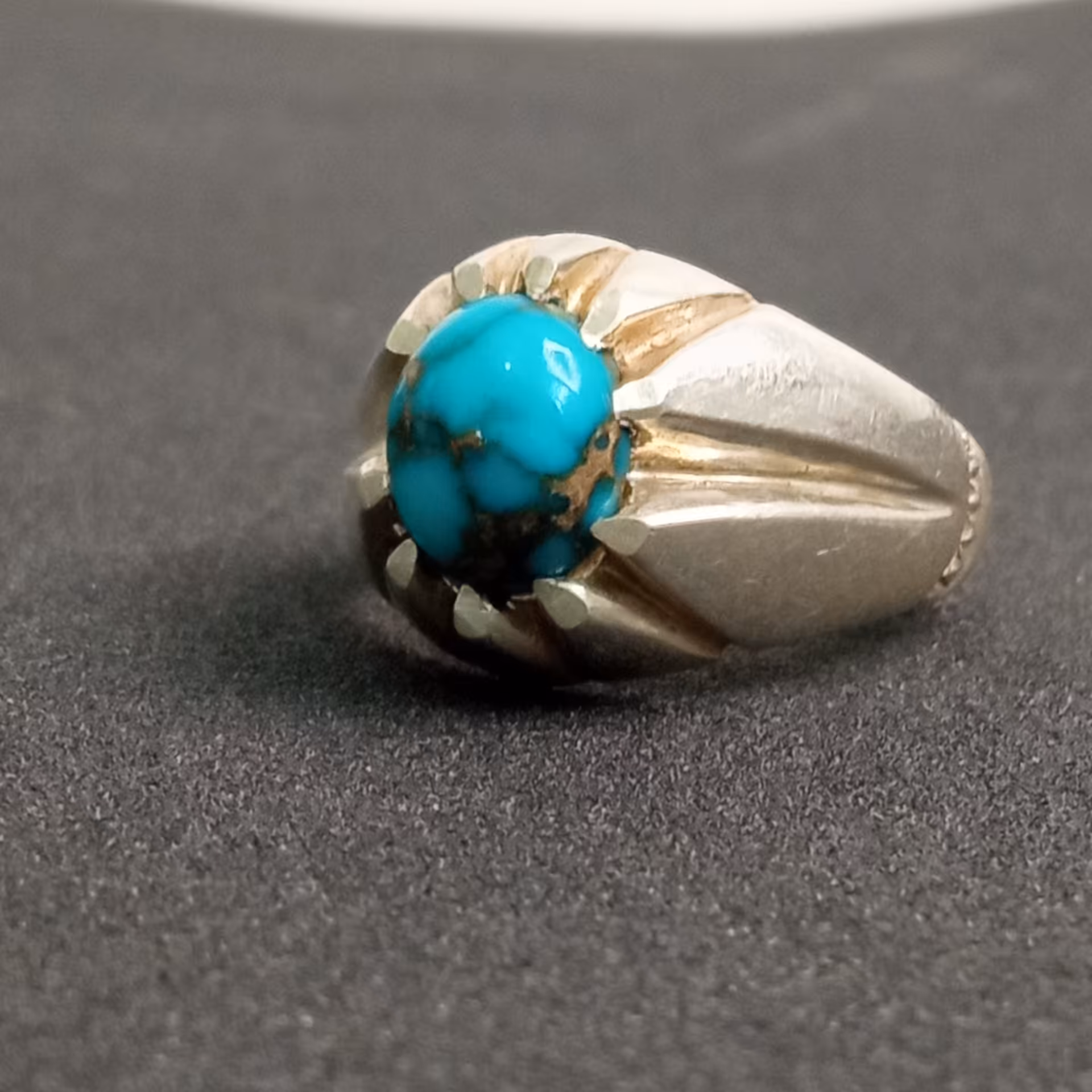 انگشتر فیروزه نیشابوری طبیعی زیبا رکاب نقره با کیفیت سایز قابل تغییر 