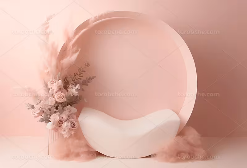 بک دراپ عکاسی محصول با گل صورتی | گرافیک با طعم تربچه