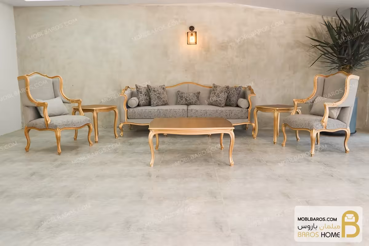 مبل 10 نفره نئوکلاسیک ابزاری کویین و صندلی فرانسوی