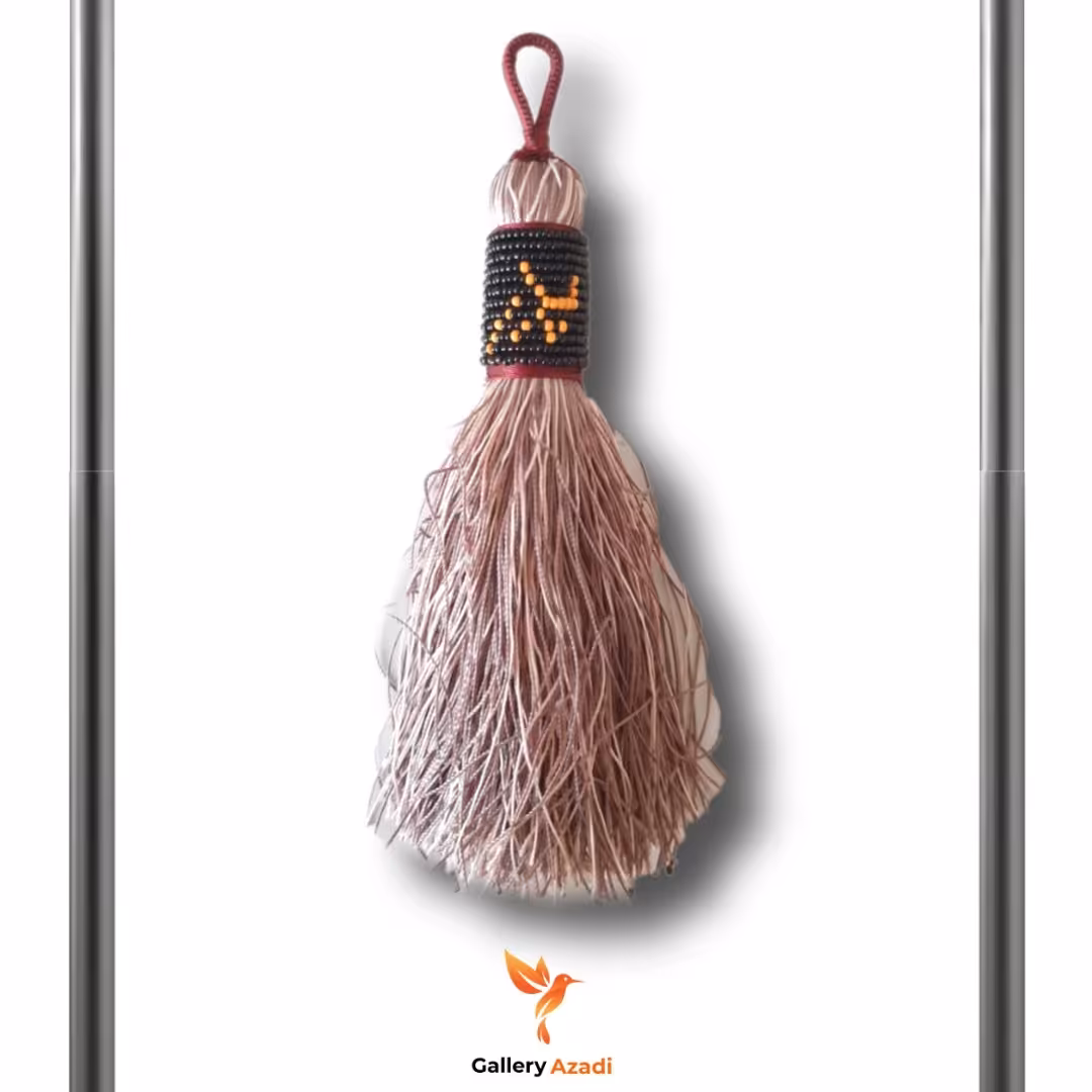 دسته کلید منجوق دوزی زندان بافت با طرح پدر مادر