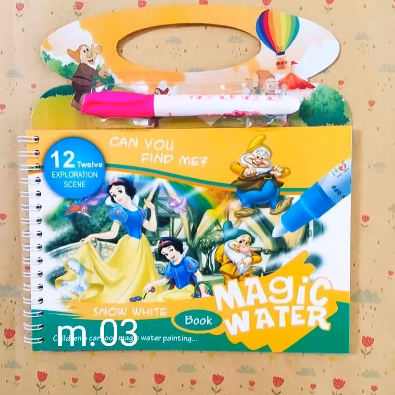 دفتر نقاشی با آب مجیک واتر کتاب رنگ آمیزی نقاشی با اب ، ابرنگ جادویی magic water book آبرنگ جادویی طرح سیندرلا