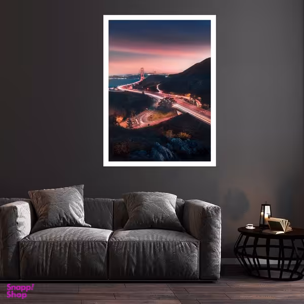 تابلو بکلیت طرح منظره شهر و پل گلدن گیت مدل قاب شاسی W-S8145