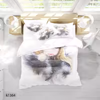 ست رو تختی چاپی 4 تیکه کالیفرنیا یک نفره   کد1364