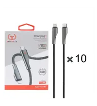 پک 10 عددی کابل شارژ فست یوشیتا Type-C To Lightningمدل YC-006