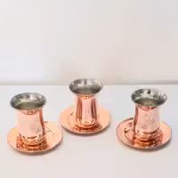  استکان و نعلبکی مسی، سه تا با هم، محصول زنجان ،طرح سی ان سی نانو شده ، 