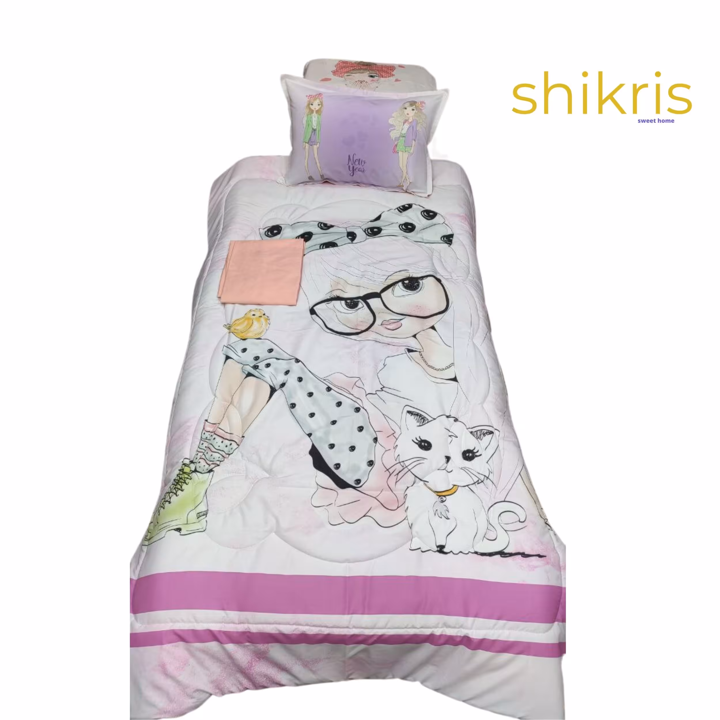 روتختی سه بعدی عروسکی یک نفره 4 تیکه