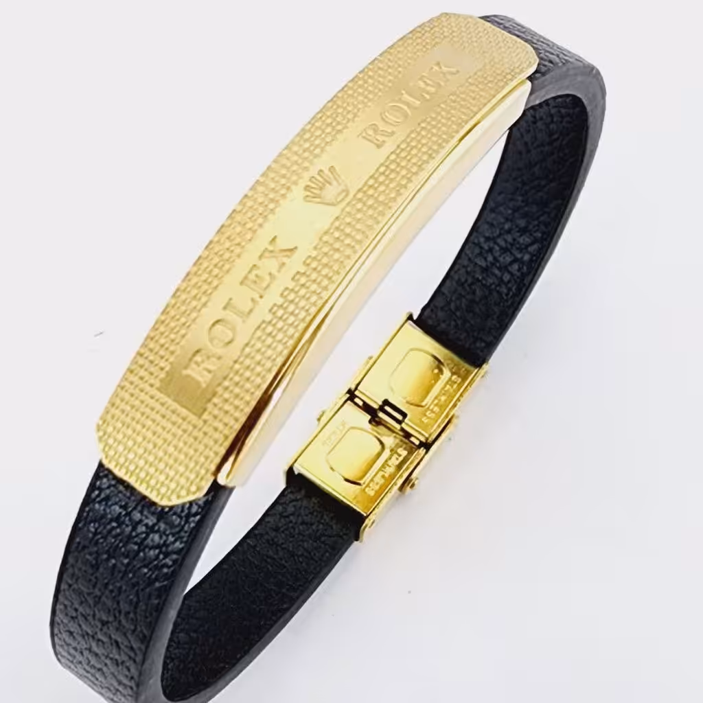 دستبند چرمی  اسپرت  پلاک استیل.درجه یک مارکدار 