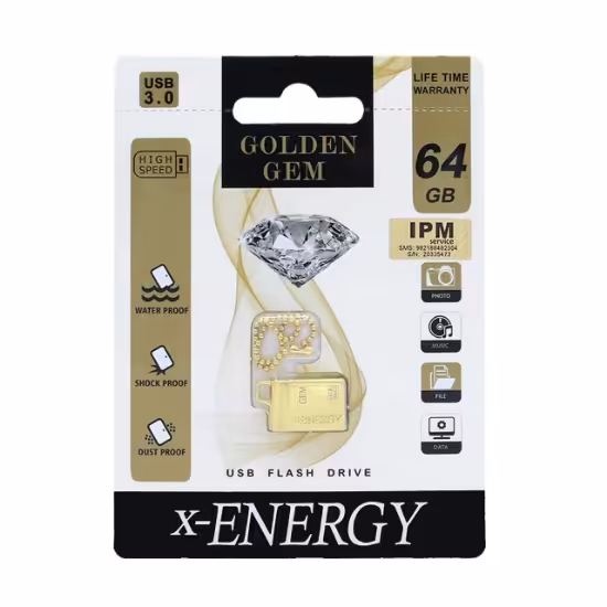 فلش مموری ایکس-انرژی مدل Golden Gem USB3.0 ظرفیت 64 گیگابایت