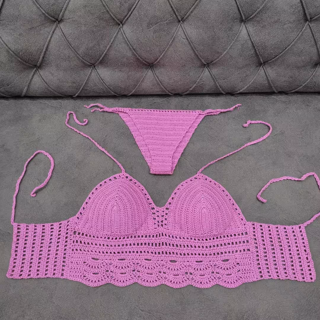 نیم تنه شورت قلاب بافی با نخ ترک  