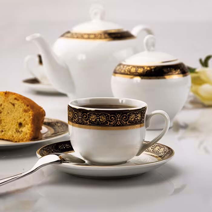 سرویس چای خوری میدنایت 6 نفره سری ایتالیا اف 17 پارچه درجه یک