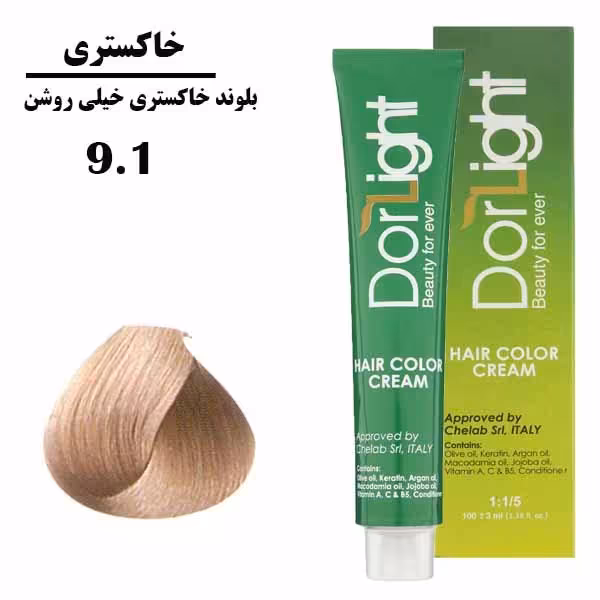 رنگ مو گیاهی دورلایت 9.1 _ بلوند خاکستری خیلی روشن