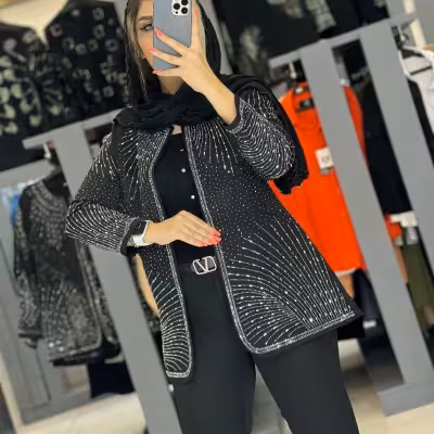ست مانتو شلوار زنانه نگین کوبی مازراتی مدل آذین