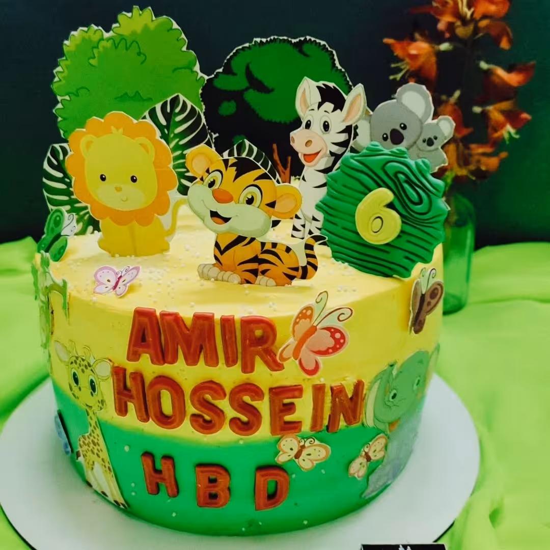 کیک تولدخانگی مدرن جنگلی 